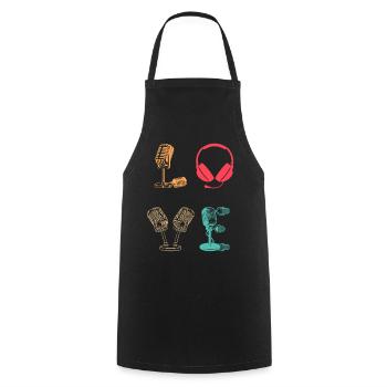 Podcast Host Podcaster Podcast LOVE Podcast Lover - Cooking Apron - black - Front - AI Model Male 185 dark (185cm)