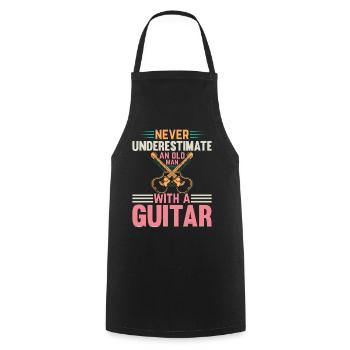 Guitarist - Never Underestimate An Old Man With A - Kochschürze - Schwarz - Vorne - AI Model Male 185 dark (185cm)