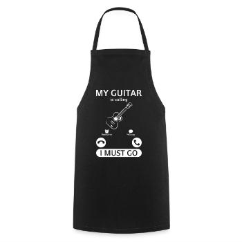 My Guitar Is Calling I Must Go - Funny Guitar Musi - Tablier de cuisine - noir - Devant - AI Model Male 185 dark (185cm)