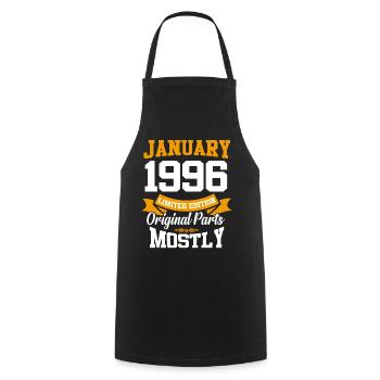 Januar 1996 Limited Edition Geburtstag Geschenk - Kochschürze - Schwarz - Vorne - AI Model Male 185 dark (185cm)