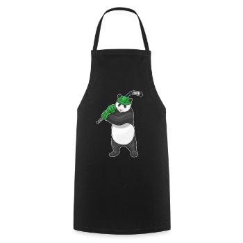Panda Eishockey Eishockeyschläger - Kochschürze - Schwarz - Vorne - AI Model Male 185 dark (185cm)
