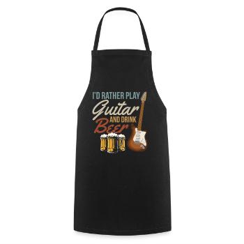 I'd Rather Play Guitar And Drink Beer - Bass Guita - Cooking Apron - black - Front - AI Model Male 185 dark (185cm)