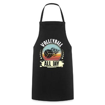 Volleyball - Cooking Apron - black - Front - AI Model Male 185 dark (185cm)