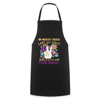 Hippie Peace Groovy Flowerpower Boho Woodstock - Kochschürze - Schwarz - Vorne - AI Model Male 185 dark (185cm)