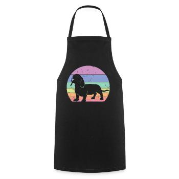 Rétro Teckel Silhouette - Cadeau Amoureux des Chiens - Tablier de cuisine - noir - Devant - AI Model Male 185 dark (185cm)