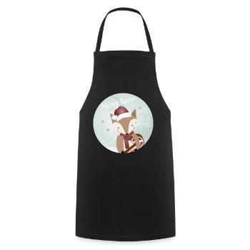 goldiger Fuchs für Weihnachten mit Zuckerstange - Kochschürze - Schwarz - Vorne - AI Model Male 185 dark (185cm)
