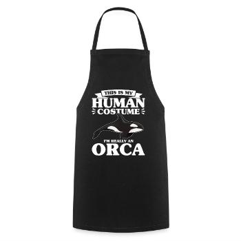 C’est mon costume humain dans le vraiment une orque - Tablier de cuisine - noir - Devant - AI Model Male 185 dark (185cm)
