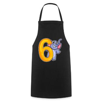 6 Jahre alt - 6 Geburtstag mit Tier Motiv - Kochschürze - Schwarz - Vorne - AI Model Male 185 dark (185cm)