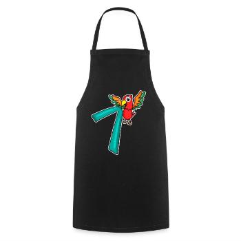 7 years old - 7 birthday with animal motif - Cooking Apron - black - Front - AI Model Male 185 dark (185cm)