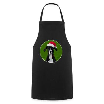 Grand chien danois au chapeau de père Noël pour Noël - Tablier de cuisine - noir - Devant - AI Model Male 185 dark (185cm)