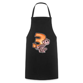 3 ans - 3 anniversaires avec motif animal - Tablier de cuisine - noir - Devant - AI Model Male 185 dark (185cm)