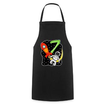 7th birthday - 7 years old Young astronaut - Cooking Apron - black - Front - AI Model Male 185 dark (185cm)