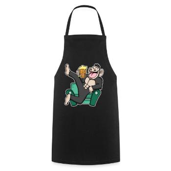 Funny monkey drinks beer - Cooking Apron - black - Front - AI Model Male 185 dark (185cm)