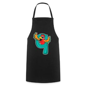 9 years old - 9th birthday with animal motif - Cooking Apron - black - Front - AI Model Male 185 dark (185cm)