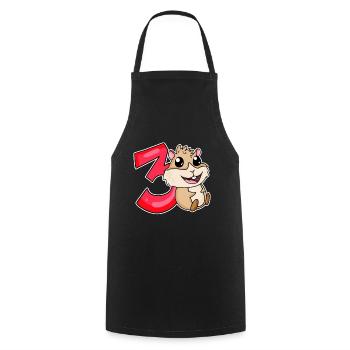 3 ans - 3 anniversaires avec motif animal - Tablier de cuisine - noir - Devant - AI Model Male 185 dark (185cm)
