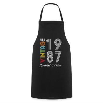 Vintage 1987 Vintage Geburtstag Retro Vintage - Kochschürze - Schwarz - Vorne - AI Model Male 185 dark (185cm)