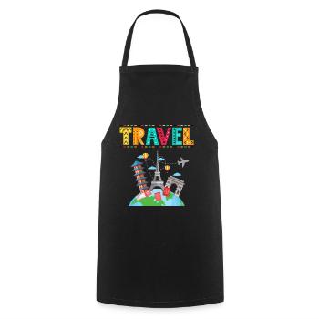 Voyage - Idée cadeau pour les amoureux des voyages - Tablier de cuisine - noir - Devant - AI Model Male 185 dark (185cm)