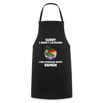 Kawaii Anime Japonais Coréen Ramen Noodle Soup - Tablier de cuisine - noir - Devant - AI Model Male 185 dark (185cm)