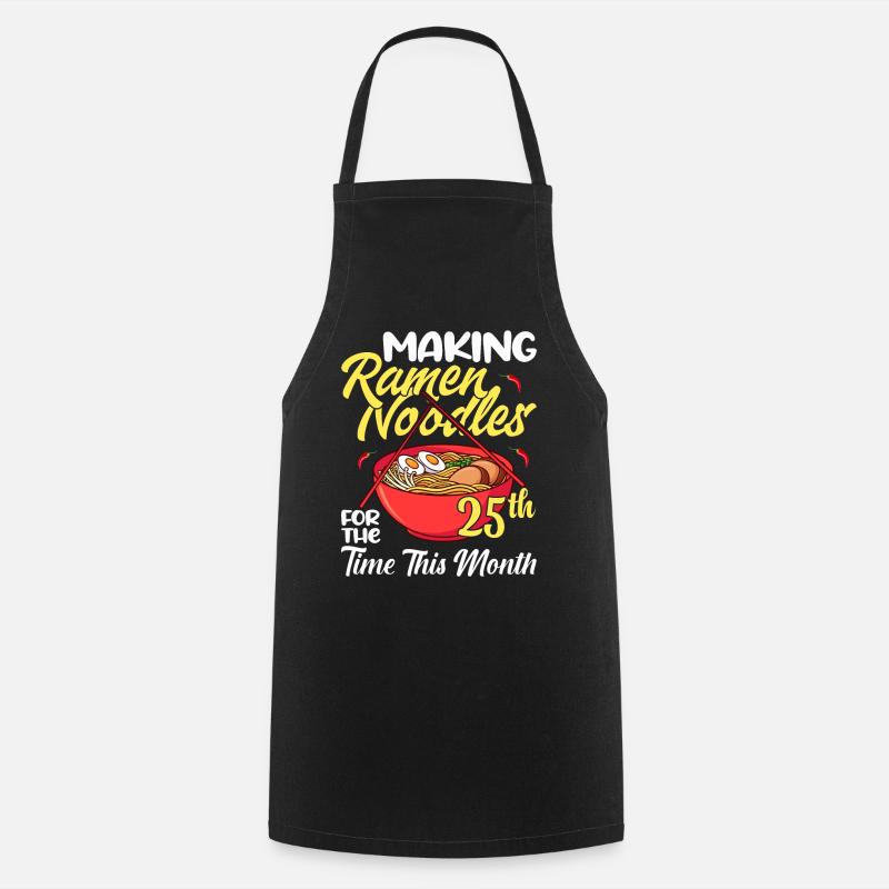Making Ramen Noodles for the 25th Time - Ramen Noodles - Cooking Apron - black