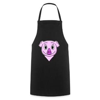 Pig Head Animal - Cooking Apron - black - Front - AI Model Male 185 dark (185cm)