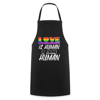 Human Rights Lgbt Love Heart Statement Homo - Cooking Apron - black - Front - AI Model Male 185 dark (185cm)
