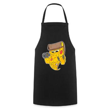 Pizza Fitness Motivation Gym Geschenk - Kochschürze - Schwarz - Vorne - AI Model Male 185 dark (185cm)