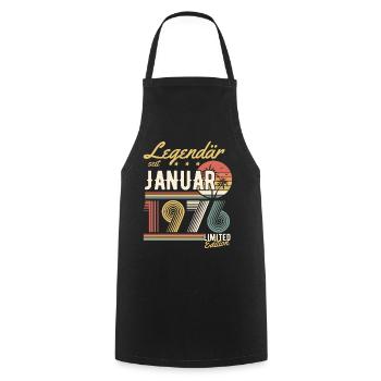 Legendary since January 1976 birthday present - Cooking Apron - black - Front - AI Model Male 185 dark (185cm)