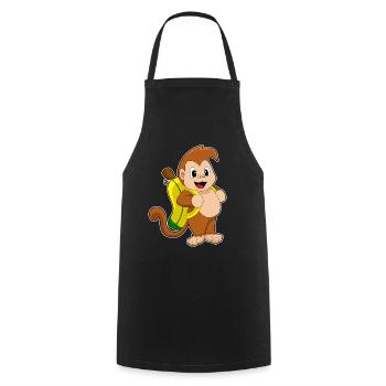 Affe Banane - Kochschürze - Schwarz - Vorne - AI Model Male 185 dark (185cm)