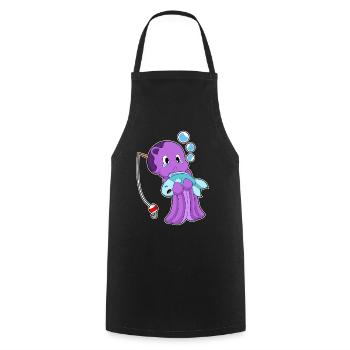 Pêche au poisson pêcheur pieuvre - Tablier de cuisine - noir - Devant - AI Model Male 185 dark (185cm)