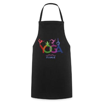YOGA Time - The time of yoga - Cooking Apron - black - Front - AI Model Male 185 dark (185cm)