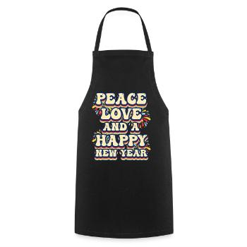 Réveillon du Nouvel An, Paix, Amour, Bonne Année - Tablier de cuisine - noir - Devant - AI Model Male 185 dark (185cm)