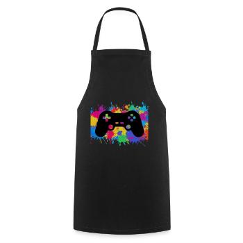 Gamer Gaming Controller Bunt rainbow Game Geschenk - Kochschürze - Schwarz - Vorne - AI Model Male 185 dark (185cm)