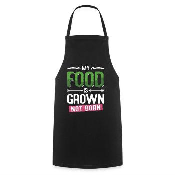 Chef végétalien Ma nourriture est cultivée Restaurant Chefs végétaliens - Tablier de cuisine - noir - Devant - AI Model Male 185 dark (185cm)
