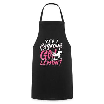 Parkour Girl Freerunning Runner Back Flip Jumping - Cooking Apron - black - Front - AI Model Male 185 dark (185cm)
