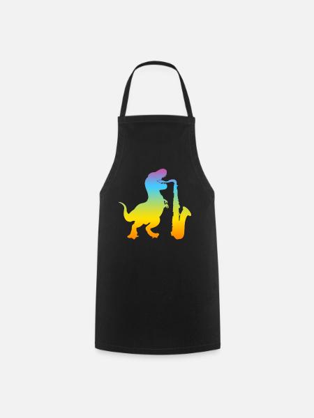 Dino Saxophone Saxophoniste Tyrannosaure Dinosaure - Tablier de cuisine - noir