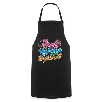 Réveillon du Nouvel An, Paix, Amour, Bonne Année - Tablier de cuisine - noir - Devant - AI Model Male 185 dark (185cm)