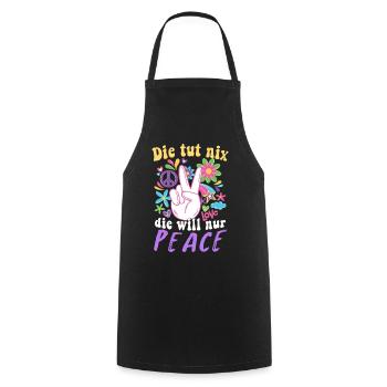 Hippie Peace Groovy Flowerpower Boho Woodstock - Kochschürze - Schwarz - Vorne - AI Model Male 185 dark (185cm)