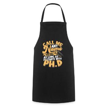 It starts with philosophy PhD Ph.D. - Cooking Apron - black - Front - AI Model Male 185 dark (185cm)