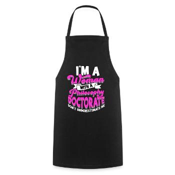 Woman with a doctoral philosophy - Cooking Apron - black - Front - AI Model Male 185 dark (185cm)