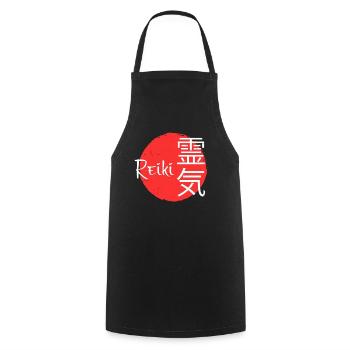 Energy Chakra Holistic Healing Japanese Reiki - Cooking Apron - black - Front - AI Model Male 185 dark (185cm)