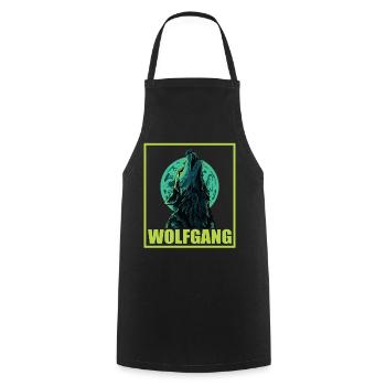 WOLFGANG Nom Tenue de loup pour le jour du nom avec le nom - Tablier de cuisine - noir - Devant - AI Model Male 185 dark (185cm)