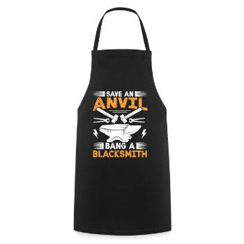 Save An Anvil - Bang A Blacksmith funny blacksmith - Cooking Apron - black - Front - AI Model Male 185 dark (185cm)