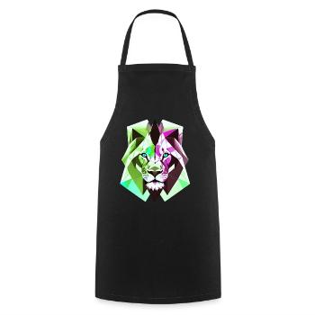 Lion polygonal - Tablier de cuisine - noir - Devant - AI Model Male 185 dark (185cm)