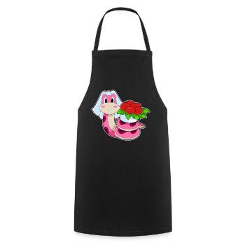 Serpent Mariée Floral Mariage - Tablier de cuisine - noir - Devant - AI Model Male 185 dark (185cm)