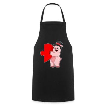 Pig Groom Heart Wedding - Cooking Apron - black - Front - AI Model Male 185 dark (185cm)
