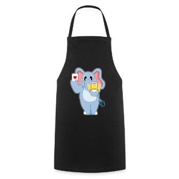 Elefant Poker Pokerkarten - Kochschürze - Schwarz - Vorne - AI Model Male 185 dark (185cm)