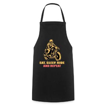 Eat Sleep Ride Repeat Motorcycle Bike Quote - Cooking Apron - black - Front - AI Model Male 185 dark (185cm)