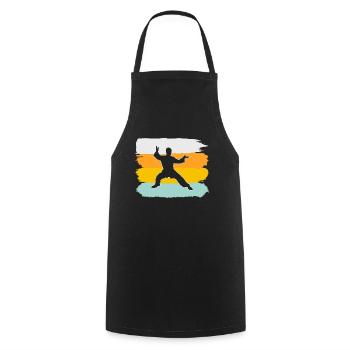 Martial Arts Retro - Cooking Apron - black - Front - AI Model Male 185 dark (185cm)