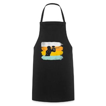Paintball Rétro - Tablier de cuisine - noir - Devant - AI Model Male 185 dark (185cm)