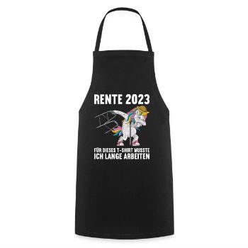 Rentner 2023 Rentnerin 2023 Rente 2023 - Kochschürze - Schwarz - Vorne - AI Model Male 185 dark (185cm)